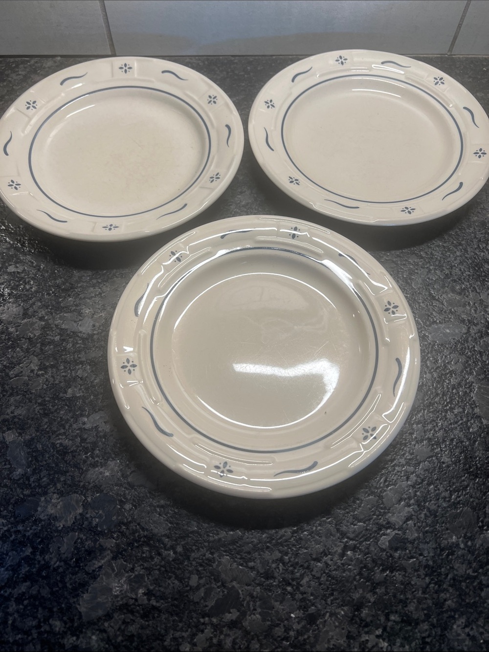 Longaberger Woven Pottery Classic Cream salad/dessert plates - Set of 3